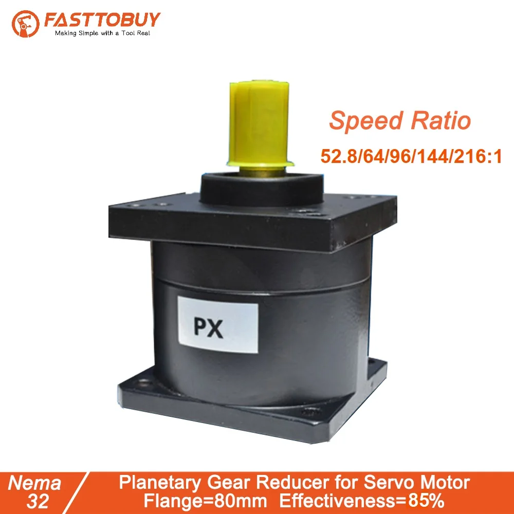 80PX Planetary Reducer of Ratio 52.8/64/96/144/216:1 and Input 19 mm Output 16 mm High Precision for Nema32 Servo Motor
80PX Planetary Reducer of Ratio 52.8/64/96/144/216:1 and Input 19 mm Output 16 mm High Precision for Nema32 Servo Motor