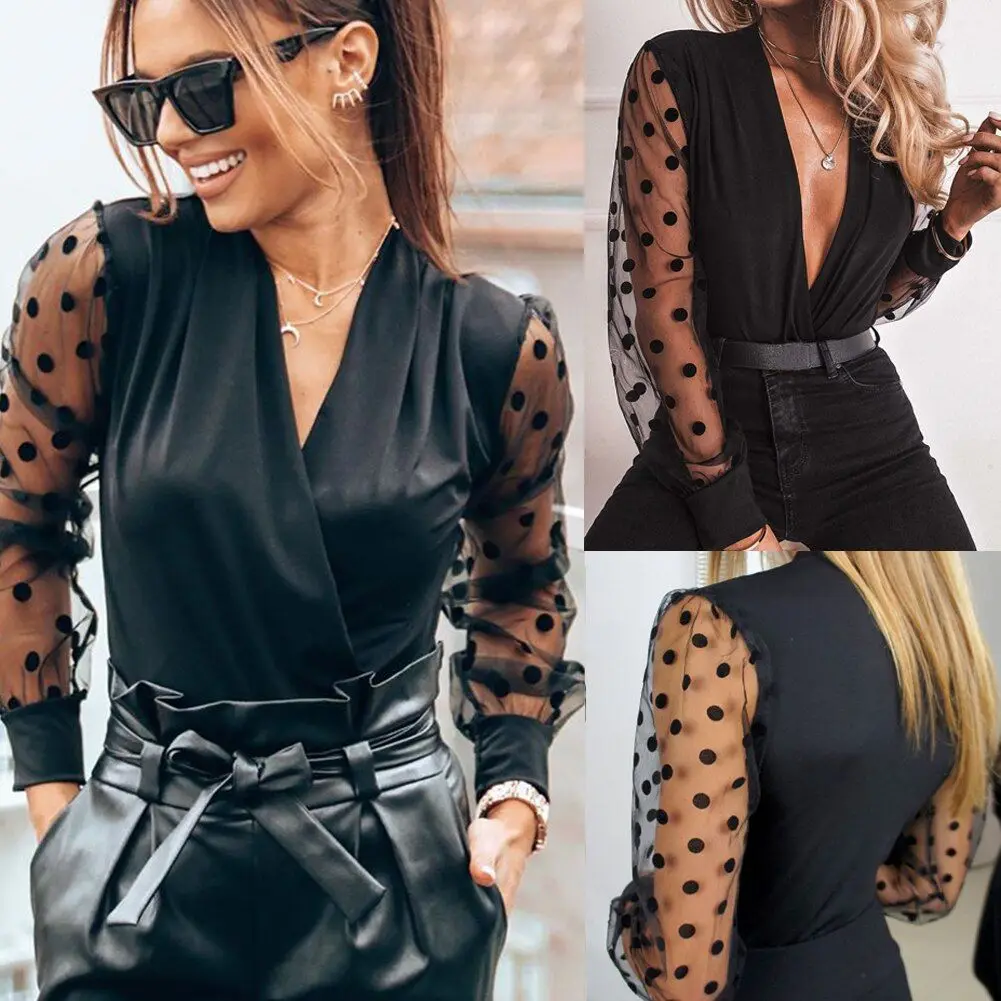 Mesh Wave Point Casual Top Women 2021 Spring / Summer Sexy Perspective T-shirt
Mesh Wave Point Casual Top Women 2021 Spring / Summer Sexy Perspective T-shirt