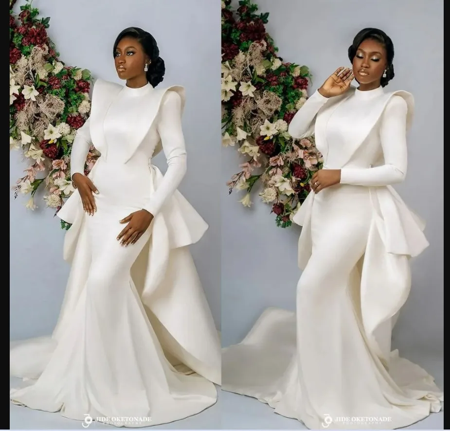 Classic Satin Mermaid Wedding Dress with Detachable Train Robe De Mariee Afrian Long Sleeves Bridal Gowns
Classic Satin Mermaid Wedding Dress with Detachable Train Robe De Mariee Afrian Long Sleeves Bridal Gowns