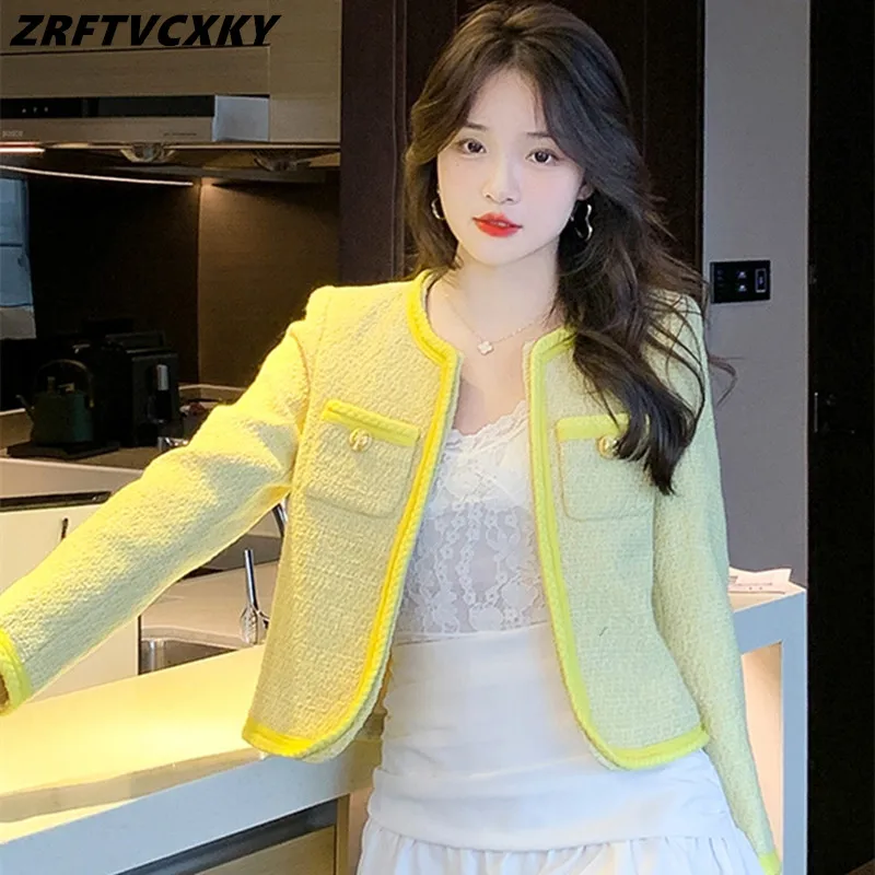 Runway Women Vintage Tweed Jacket Autumn Yellow Basic Jackets Outerwear Coats Winter Female Long Sleeve Fashion Designer Coat
Runway Women Vintage Tweed Jacket Autumn Yellow Basic Jackets Outerwear Coats Winter Female Long Sleeve Fashion Designer Coat