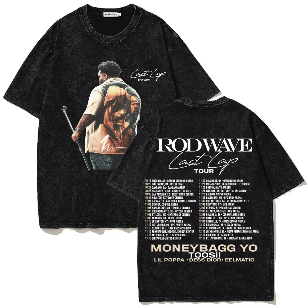 Випраная винтажная рэперская футболка Rod Wave Last Lap Album с двусторонним принтом