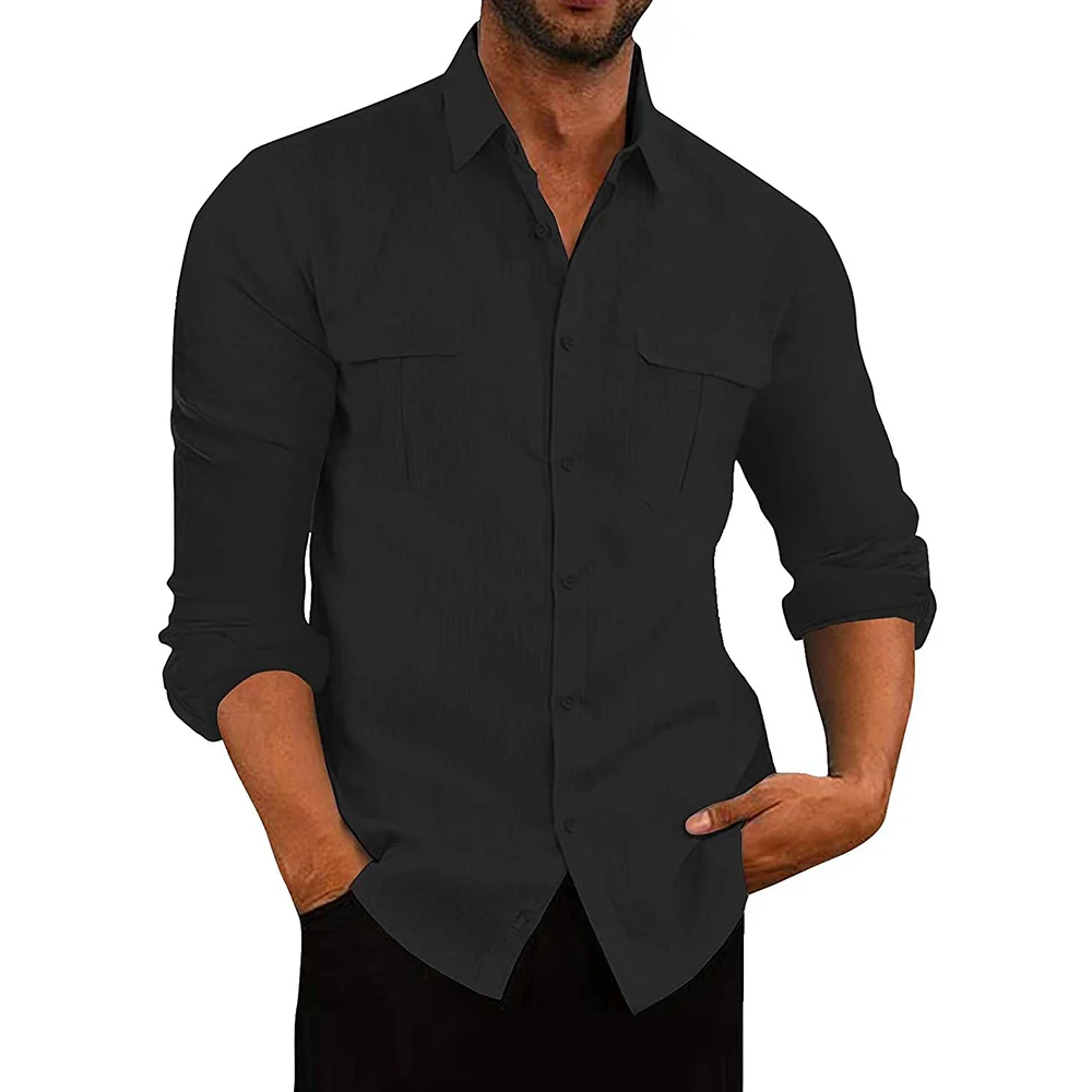 Blouse Men Tops Soild Spring And Summer T-Shirt Tops V Neck Vacation Buttons Casual Cotton Linen Double Pocket
Blouse Men Tops Soild Spring And Summer T-Shirt Tops V Neck Vacation Buttons Casual Cotton Linen Double Pocket