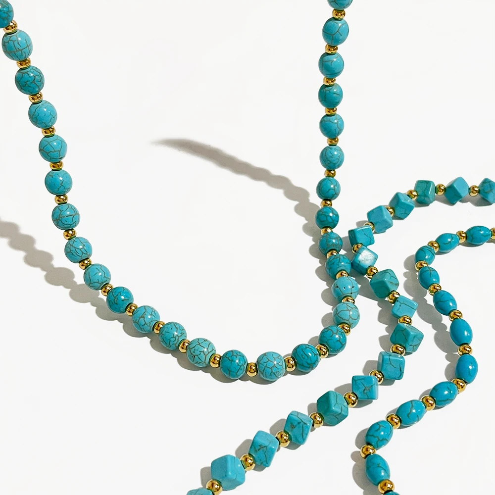 Peri'sBox Mix Stainless Steel Gold Plated Beads Round Oval Cube Turquoise Necklaces for Women Statement Natural Stone Jewelry
Peri'sBox Mix Stainless Steel Gold Plated Beads Round Oval Cube Turquoise Necklaces for Women Statement Natural Stone Jewelry