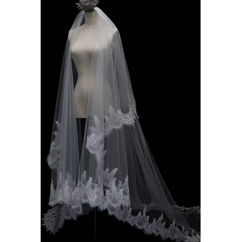 Hot Selling Simplicity French ivory/White Bridal Veil Bride Long Lace Edge Wedding Accessories Welos
Hot Selling Simplicity French ivory/White Bridal Veil Bride Long Lace Edge Wedding Accessories Welos