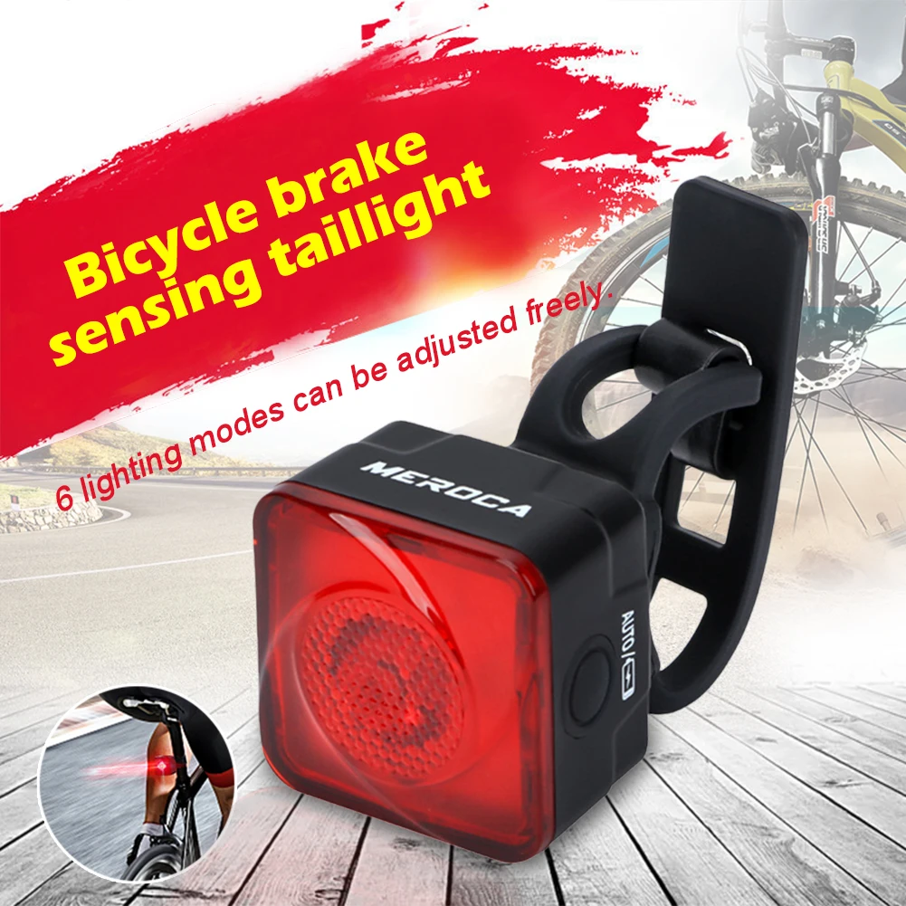 

Bicycle Tail Light 6 Modes Warning USB Rechargeable LED Waterproof Lamp Cycling Auto Brake Sensing Smart Bike Rear Lights