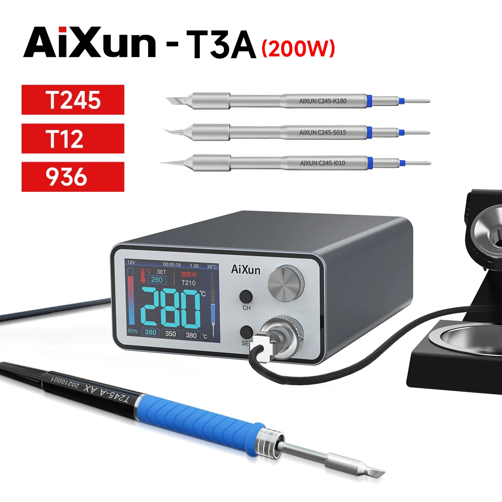 Паяльная станция AiXun T3A с ЖК-дисплеем, инструменты для ремонта, электрическая сварочная станция с ручкой T12/T245/936
Паяльная станция AiXun T3A с ЖК-дисплеем, инструменты для ремонта, электрическая сварочная станция с ручкой T12/T245/936