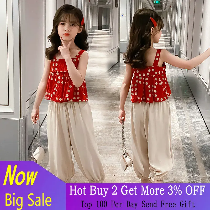 Summer Clothes For Girls polka dot Vest + Solid Pants 2PCS Costumes For Girls Teenage Kids Girls Clothes Set 6 8 10 12 13 Year
Summer Clothes For Girls polka dot Vest + Solid Pants 2PCS Costumes For Girls Teenage Kids Girls Clothes Set 6 8 10 12 13 Year