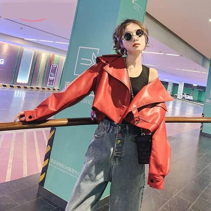 Pu Leather Black Short Loose Jacket Autumn Winter Soft Faux Leather Jacket Street Casual Outwear Ladies Biker Jacket latestAUSO
Pu Leather Black Short Loose Jacket Autumn Winter Soft Faux Leather Jacket Street Casual Outwear Ladies Biker Jacket latestAUSO