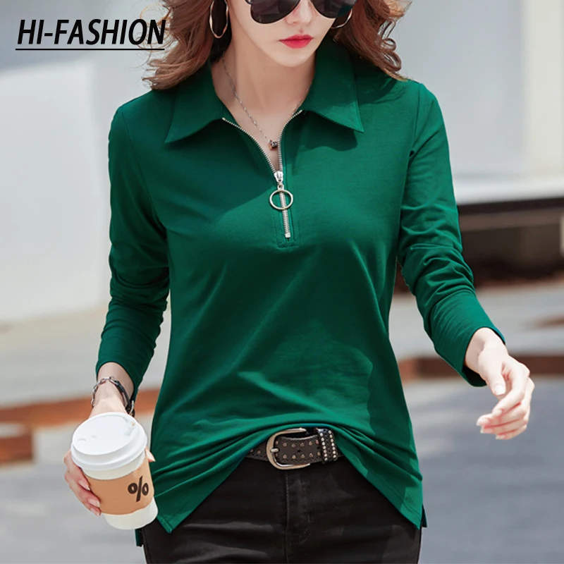 HI-FASHION Long Sleeve T Shirt Women Cotton Korean Style Slim Woman Clothes Fall New Zipper Tops T-Shirt Womens Tee Shirt Femme
HI-FASHION Long Sleeve T Shirt Women Cotton Korean Style Slim Woman Clothes Fall New Zipper Tops T-Shirt Womens Tee Shirt Femme
