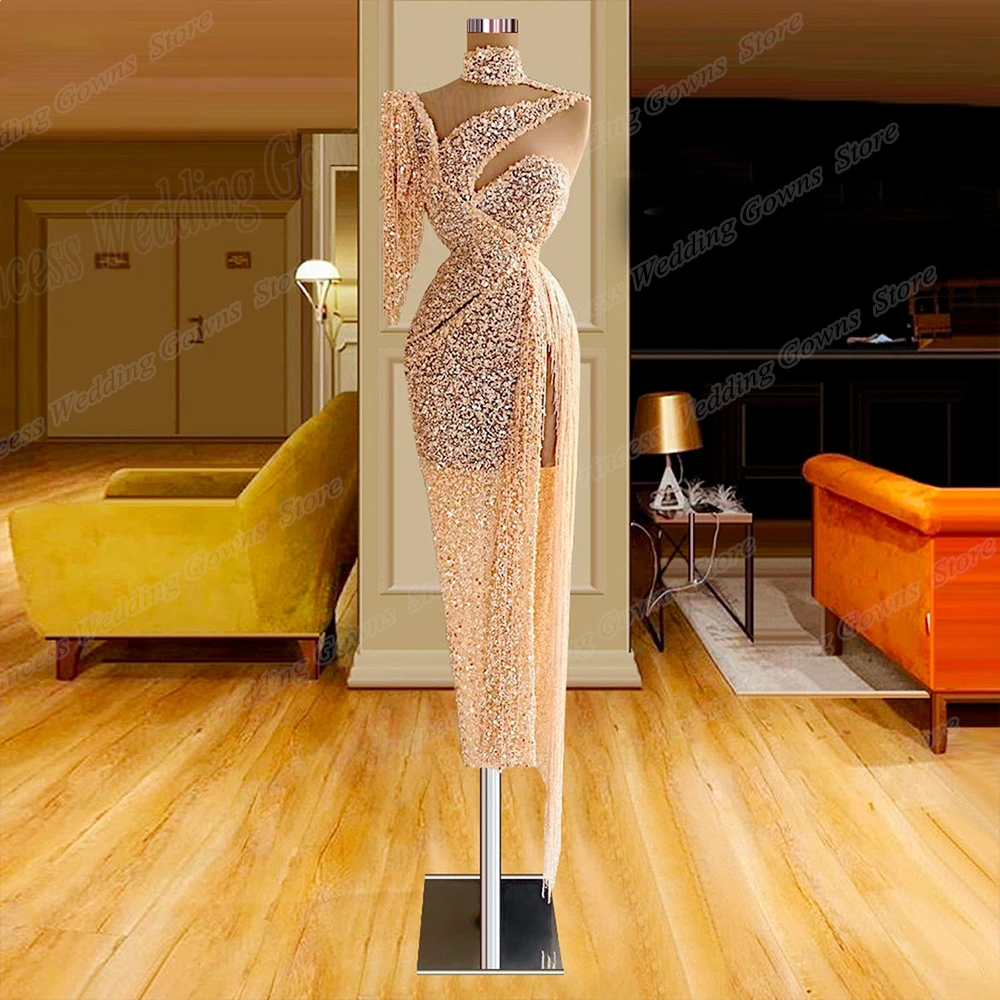 Luxury Glitter Sequin Prom Dress For Woman Sexy High Slit Illusion Beach Evening Party Gown Asymmetrical Halter Neck Custom Made
Luxury Glitter Sequin Prom Dress For Woman Sexy High Slit Illusion Beach Evening Party Gown Asymmetrical Halter Neck Custom Made