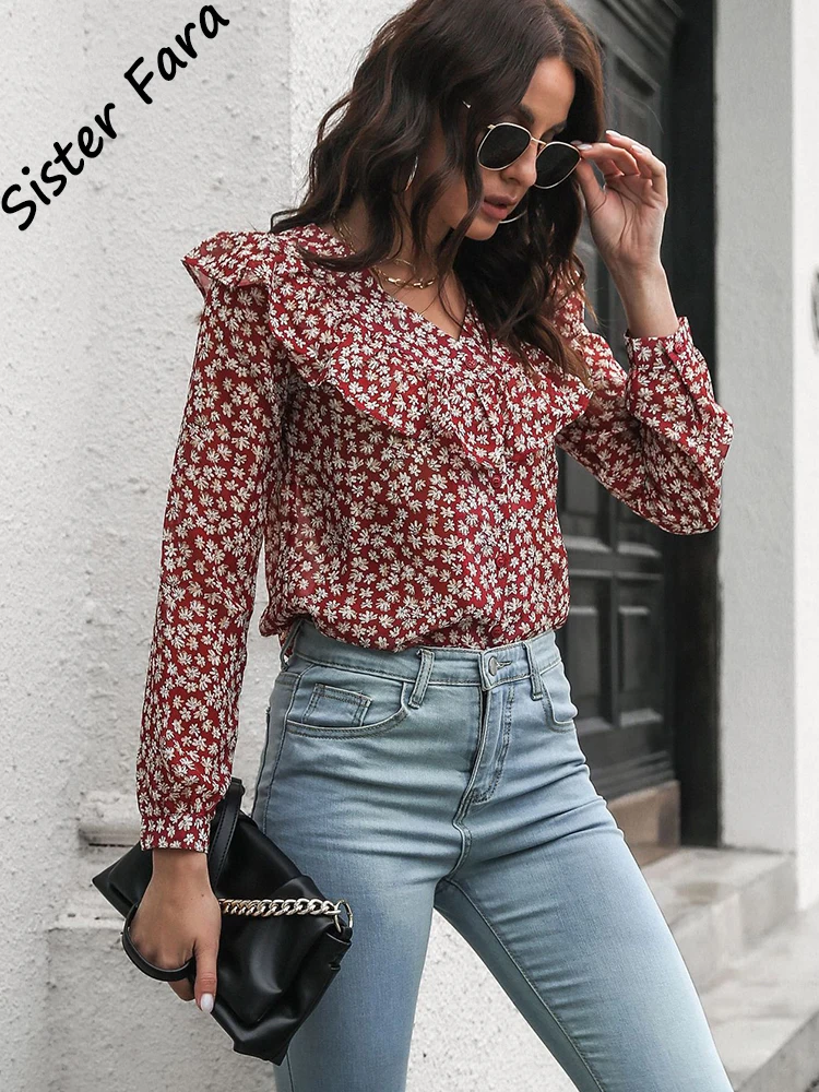 Sister Fara Ruffled Fashion Woman Blouses 2022 for Women Spring V-Neck Floral Blouses Summer Ladies Long Sleeves Loose Shirts
Sister Fara Ruffled Fashion Woman Blouses 2022 for Women Spring V-Neck Floral Blouses Summer Ladies Long Sleeves Loose Shirts