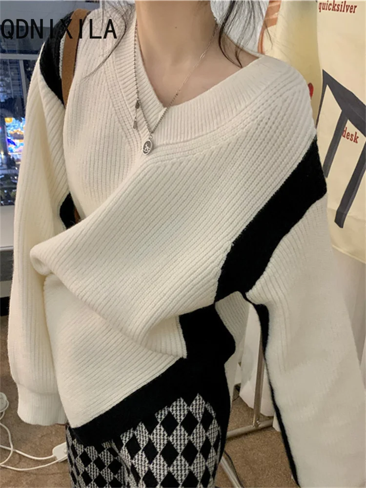 Sweater for Women New Fashion Autumn Classic Casual V Neck Pullovers Women's Sweaters Long Sleeve Top Oversized Knitted Jumpers
Sweater for Women New Fashion Autumn Classic Casual V Neck Pullovers Women's Sweaters Long Sleeve Top Oversized Knitted Jumpers