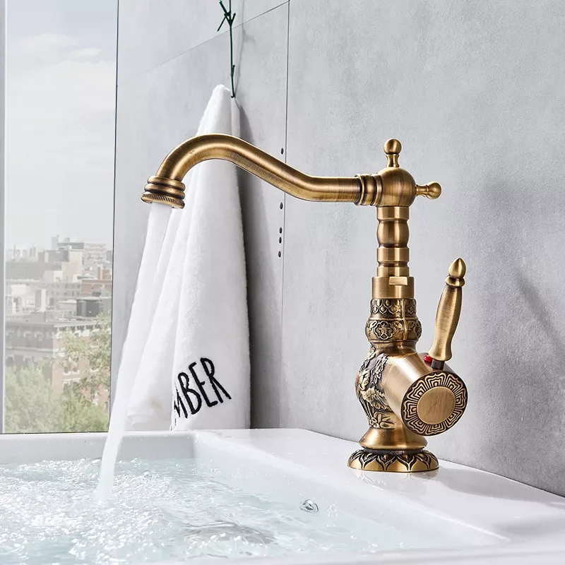 Antique Brass Bathroom Basin Carved Faucet Long Nose Spout Wash Sink Tap 360 Rotation Single Handle Mixer Tap torneiras
Antique Brass Bathroom Basin Carved Faucet Long Nose Spout Wash Sink Tap 360 Rotation Single Handle Mixer Tap torneiras