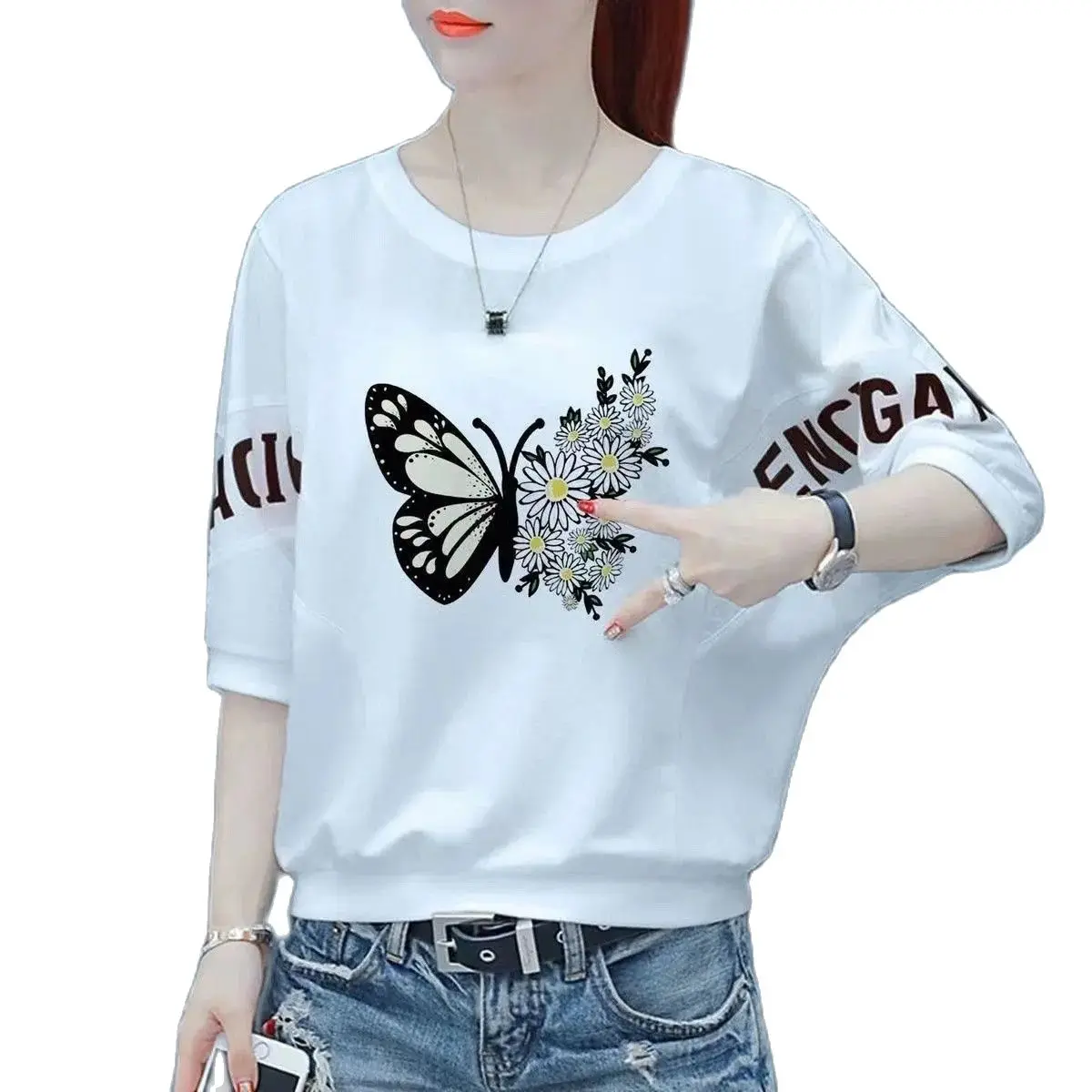 Summer Short-sleeved T-shirt Women's Summer Dress New Printing Loose Korean Casual Shirt Joker Five-point Sleeve T-shirt Tide
Summer Short-sleeved T-shirt Women's Summer Dress New Printing Loose Korean Casual Shirt Joker Five-point Sleeve T-shirt Tide