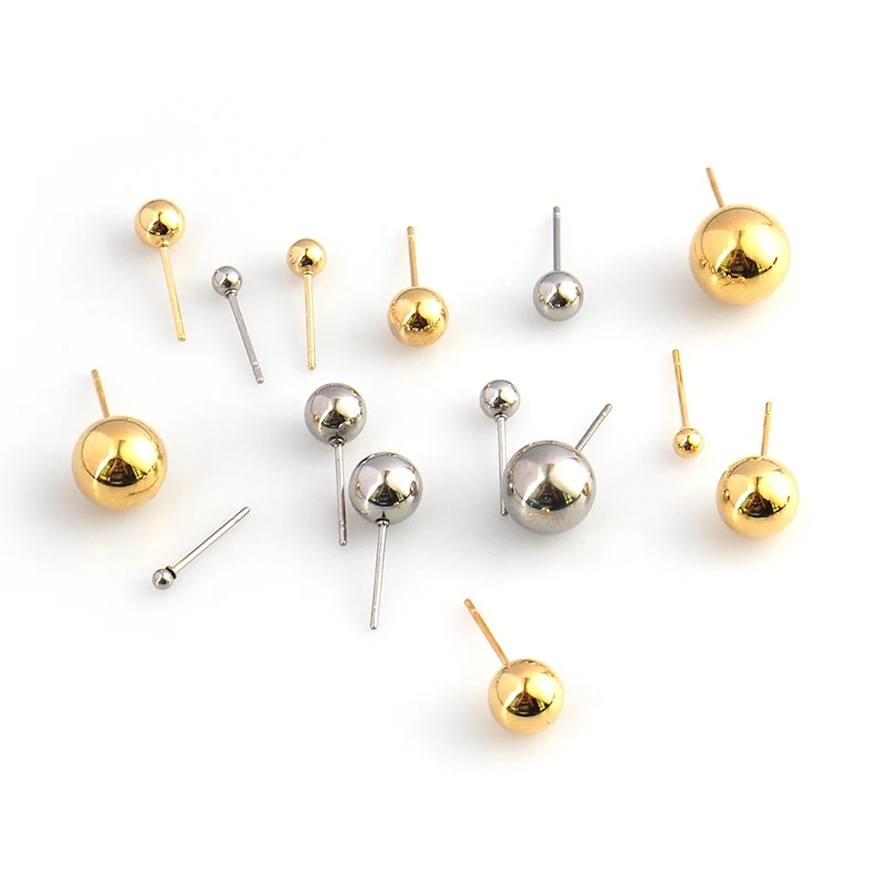 20pcs/lot Stainless Steel Round Gold Stud Earring Pin Ball Beads Head Fashion Women Jewellery For DIY Jewelry Making Parts
20pcs/lot Stainless Steel Round Gold Stud Earring Pin Ball Beads Head Fashion Women Jewellery For DIY Jewelry Making Parts