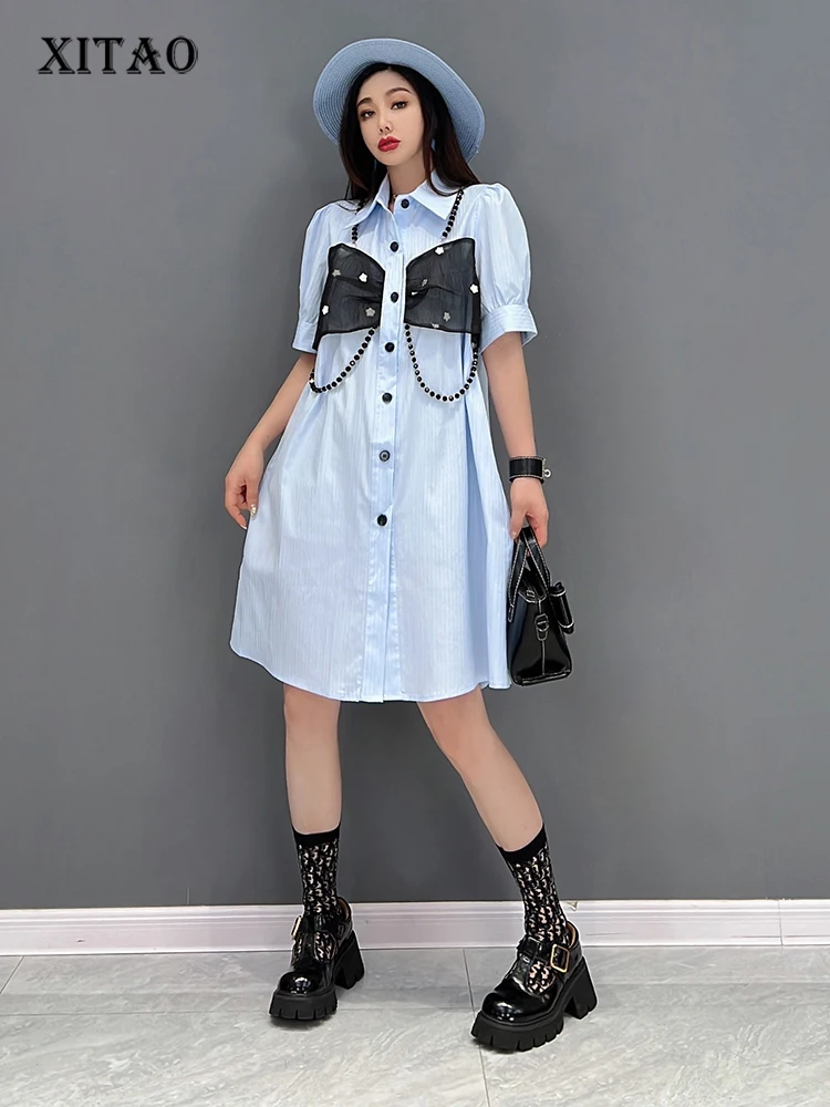 XITAO Single Breast Dress Fashion Patchwork Pocket 2022 Summer Minority Elegant Loose Casual Style Drawstring Dress WLD7794 
XITAO Single Breast Dress Fashion Patchwork Pocket 2022 Summer Minority Elegant Loose Casual Style Drawstring Dress WLD7794