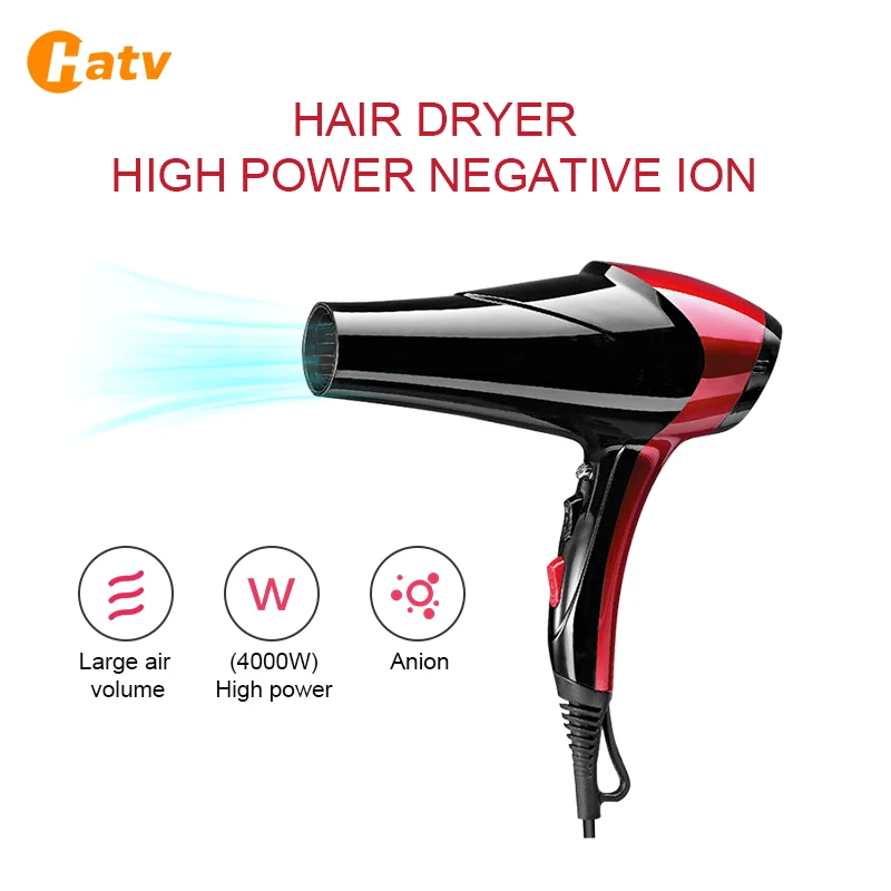 

Мощный электрический фен HATV 4000 Вт Профессиональные Фены для волос с отрицательными ионами 220 В, Быстросохнущий бытовой фен для волос