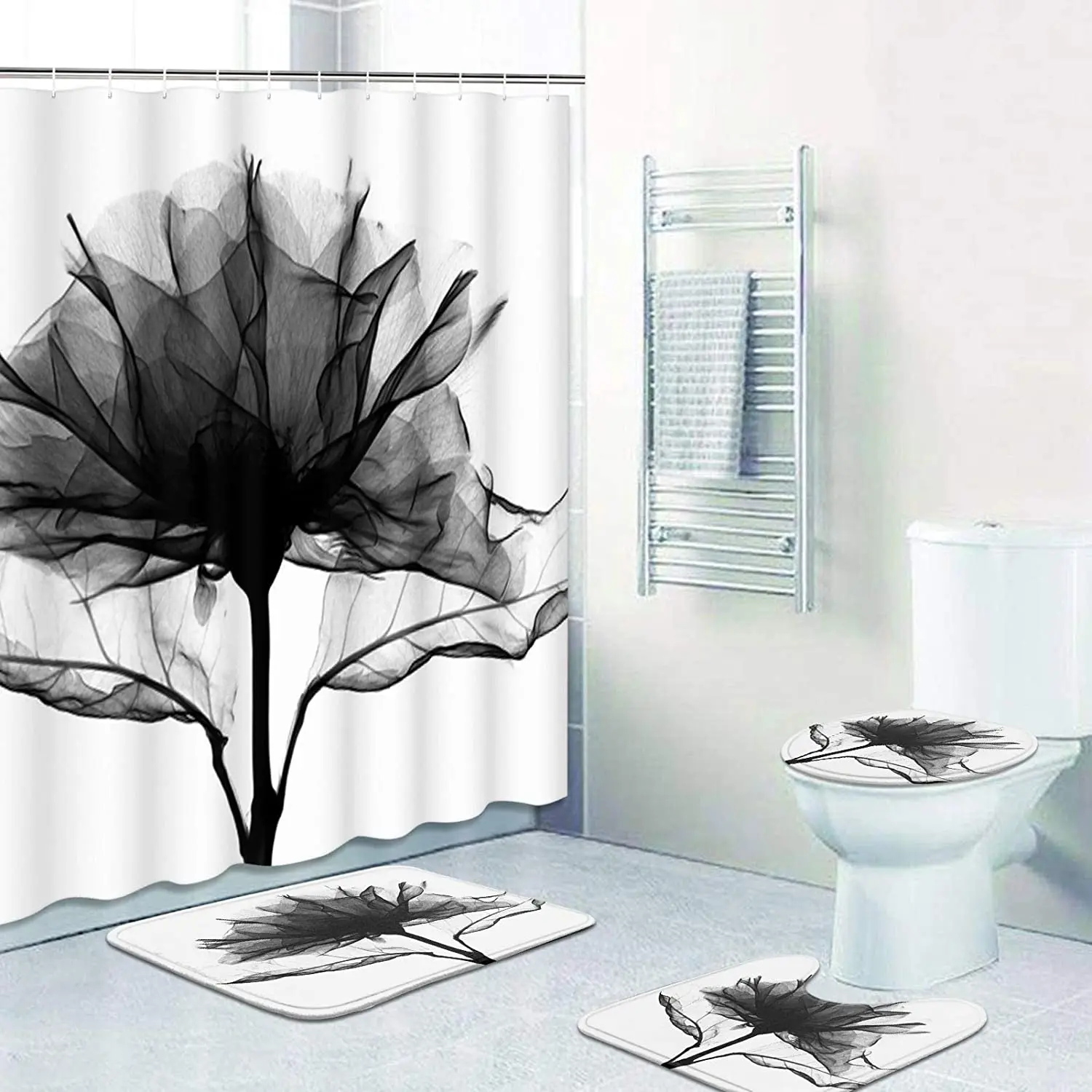 Набор занавесок для душа, наволочка для унитаза, с принтом розы, черные цветы, бытовая
Набор занавесок для душа, наволочка для унитаза, с принтом розы, черные цветы, бытовая