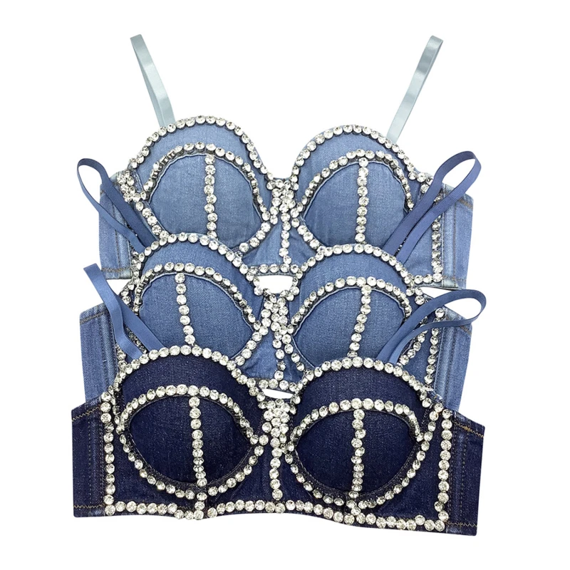 2023 New Women Denim Tube Top Diamond Beaded Strapless Vest Lace up Zipper Bustier Bra Night Club Party Tank Top Female
2023 New Women Denim Tube Top Diamond Beaded Strapless Vest Lace up Zipper Bustier Bra Night Club Party Tank Top Female