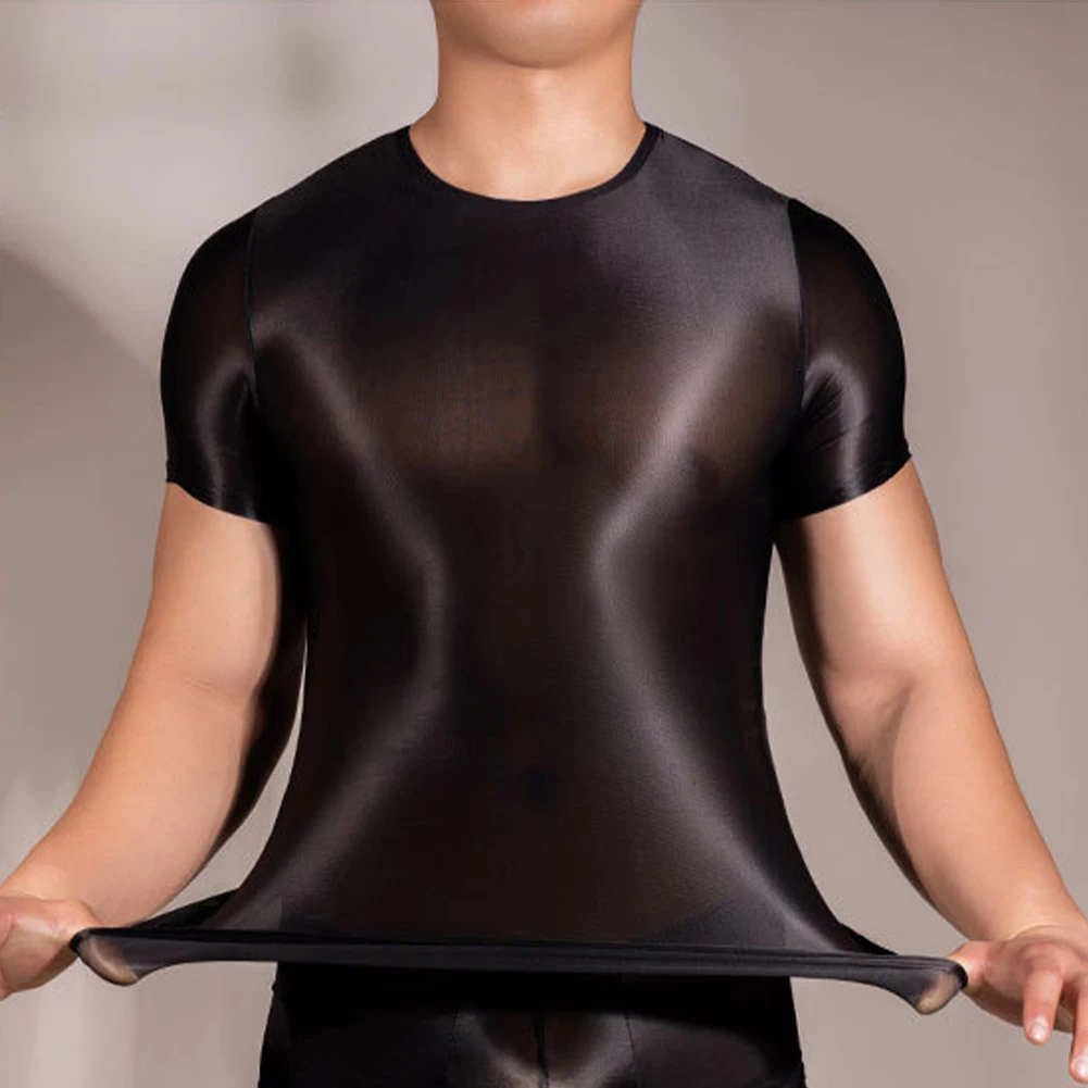 Mens Oil Shiny Short Sleeve T-Shirt Sexy Thin Transparent Nightwear Sheer Breathable Party Clubwear Solid Elasticity Tops
Mens Oil Shiny Short Sleeve T-Shirt Sexy Thin Transparent Nightwear Sheer Breathable Party Clubwear Solid Elasticity Tops