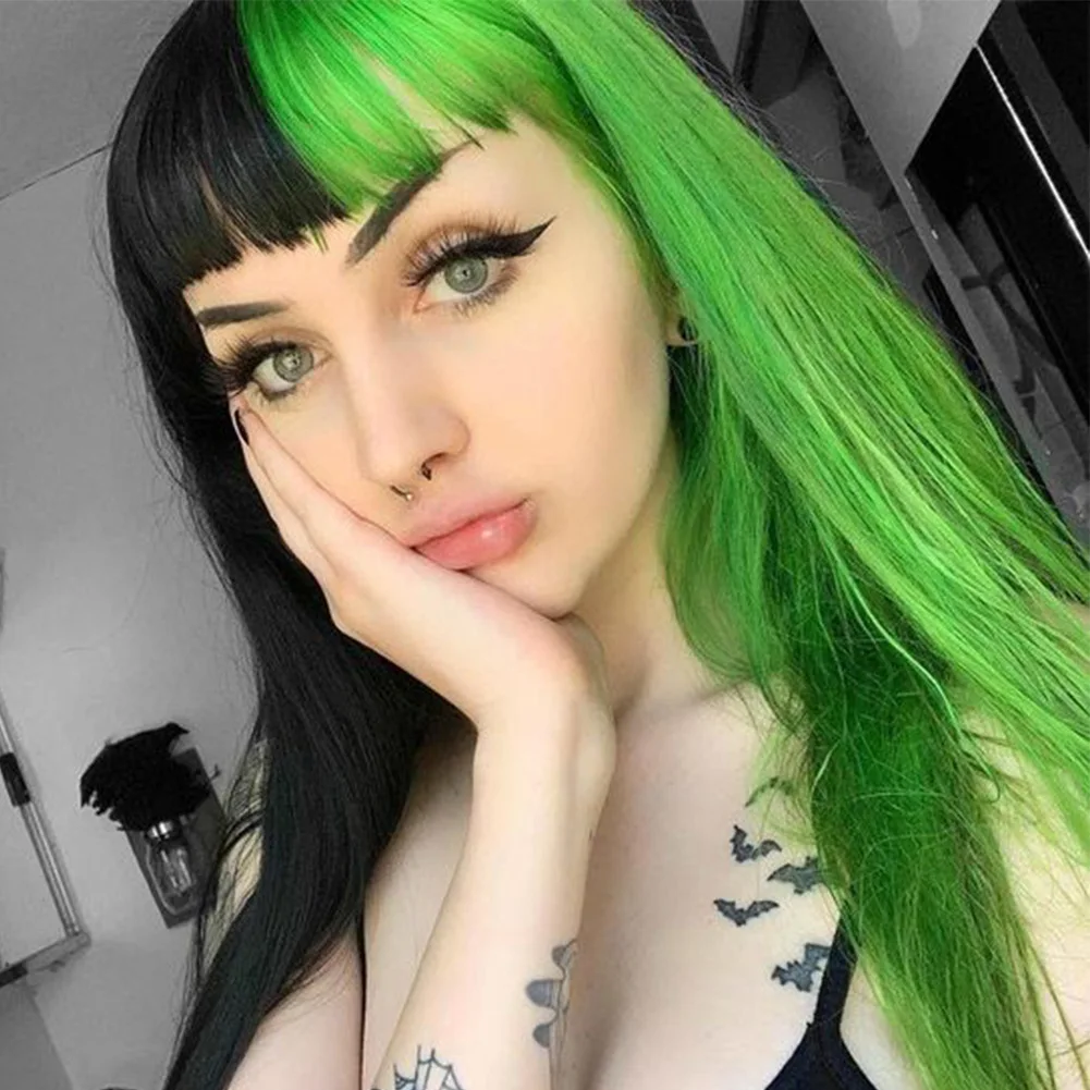 Cosplay Wig Half Green Half Black Wig Long Straight Wig with Bangs Cosplay Wig Two Tone Ombre Wigs Synthetic Wigs
Cosplay Wig Half Green Half Black Wig Long Straight Wig with Bangs Cosplay Wig Two Tone Ombre Wigs Synthetic Wigs