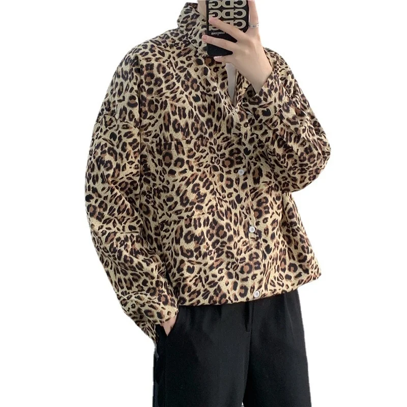 Рубашка мужская с леопардовым принтом, однобортная Повседневная Блузка с длинным рукавом, уличная мода, винтажная одежда
Рубашка мужская с леопардовым принтом, однобортная Повседневная Блузка с длинным рукавом, уличная мода, винтажная одежда