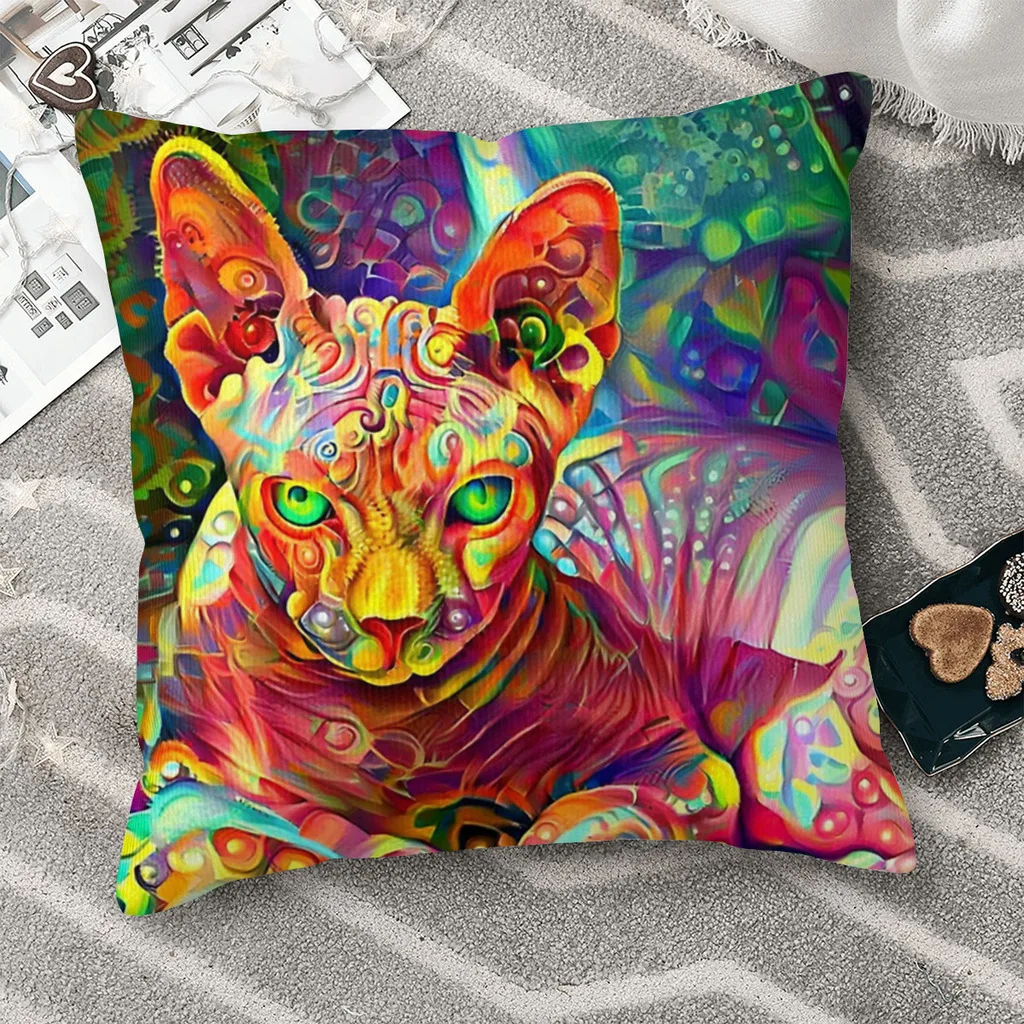 Lovely Sphynx Cat Polyester Cushion Cover Sphynx Hairless Cat Cute Home Garden Decorative Washable Coussincase
Lovely Sphynx Cat Polyester Cushion Cover Sphynx Hairless Cat Cute Home Garden Decorative Washable Coussincase