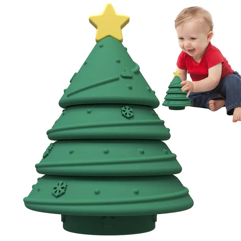 

Рождественская елка, штабелируемые игрушки, мягкие силиконовые детские блоки, Игрушки для раннего обучения, штабелируемые блоки, башня, Рождество, день рождения