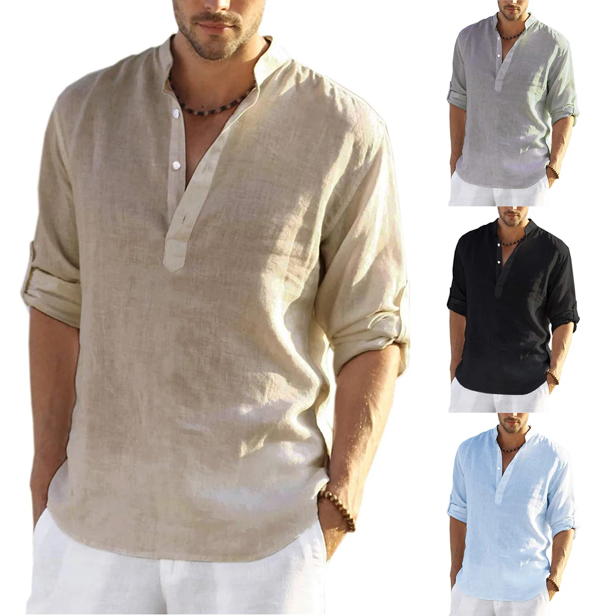New Men's Casual Blouse Cotton Linen Shirt Loose Tops Long Sleeve Tee Shirt Spring Autumn Casual Handsome Men Shirts
New Men's Casual Blouse Cotton Linen Shirt Loose Tops Long Sleeve Tee Shirt Spring Autumn Casual Handsome Men Shirts
