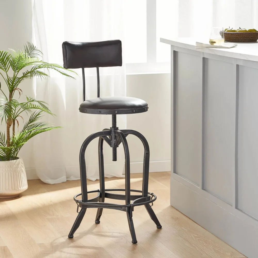 Noble House Brason Brown Leather Bar Stool with Backrest 
Noble House Brason Brown Leather Bar Stool with Backrest