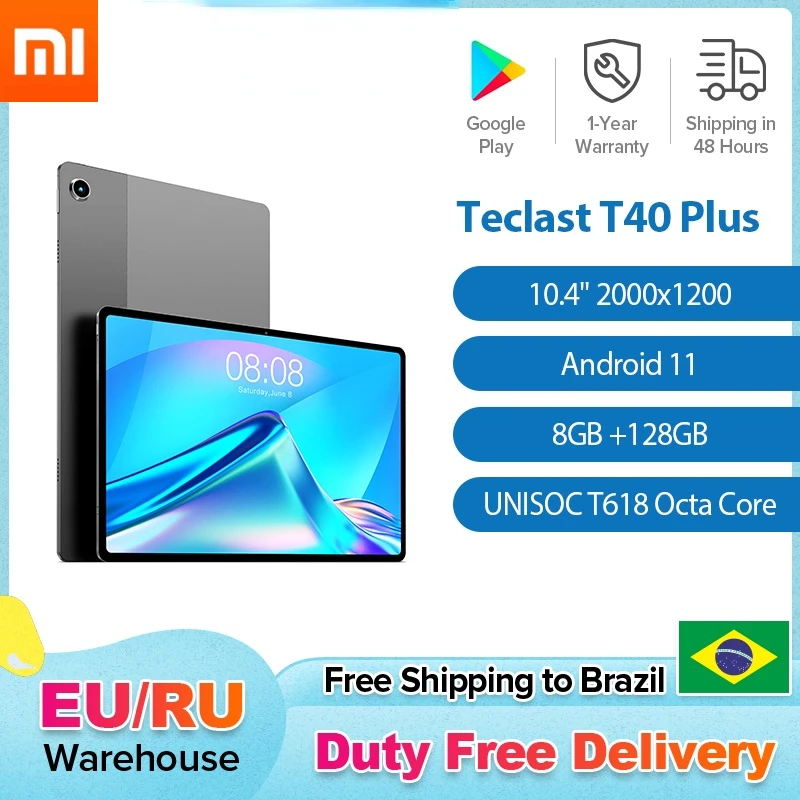 xiaomi Teclast T40 Plus 10.4''Tablet 2000x1200 IPS Android11 UNISOC T618 Octa Core 8GB RAM 128GB Storage 4G Call Type-C Tablets
xiaomi Teclast T40 Plus 10.4''Tablet 2000x1200 IPS Android11 UNISOC T618 Octa Core 8GB RAM 128GB Storage 4G Call Type-C Tablets
