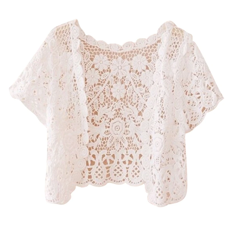 Womens Short Sleeve Open Front Lace Cardigan Floral Crochet Sheer Beach Cover Up Shrugs Crop Bolero Jackets for Dresses
Womens Short Sleeve Open Front Lace Cardigan Floral Crochet Sheer Beach Cover Up Shrugs Crop Bolero Jackets for Dresses