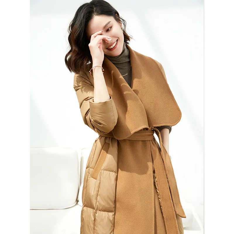 2022 Double-sided Woolen Splicing Down Coat Winter Ultrathick Puffer Jacket Women X-long Coat Cashmere Jackets Doudoune Femme LM
2022 Double-sided Woolen Splicing Down Coat Winter Ultrathick Puffer Jacket Women X-long Coat Cashmere Jackets Doudoune Femme LM