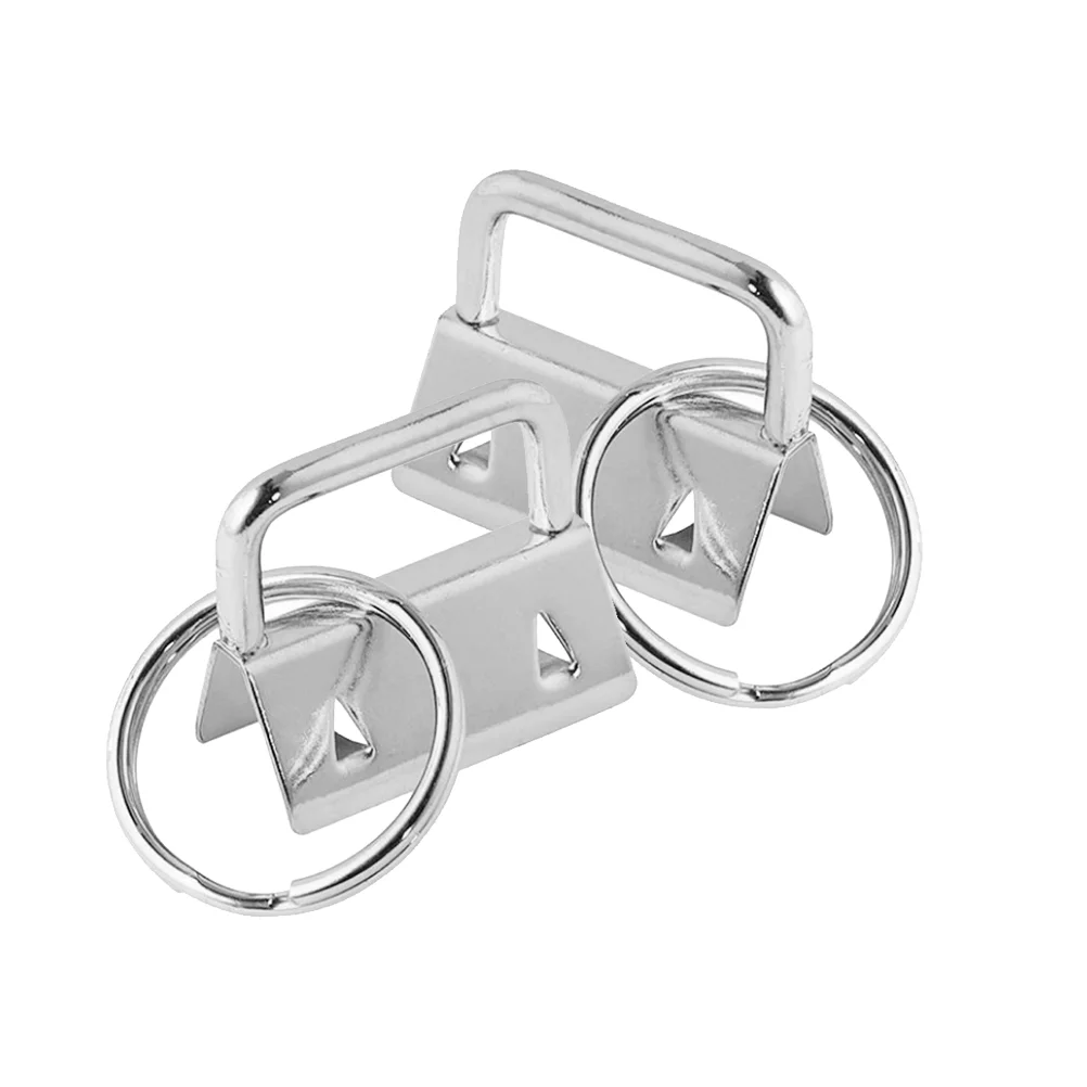 

50Pcs Key Fob Metal Key Chain Fob Wristlet DIY Fabric Keychain Wristlets with Key Ring for Lanyard Luggage Strap Accessories （