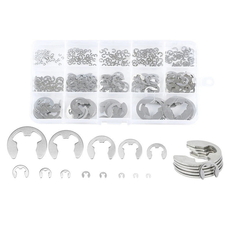290Pcs/Set E Clip Circlip Washer Assortment Kit Stainless Steel 1.2-15 Mm External Retaining Ring Clip For Pulleys Shaft
290Pcs/Set E Clip Circlip Washer Assortment Kit Stainless Steel 1.2-15 Mm External Retaining Ring Clip For Pulleys Shaft