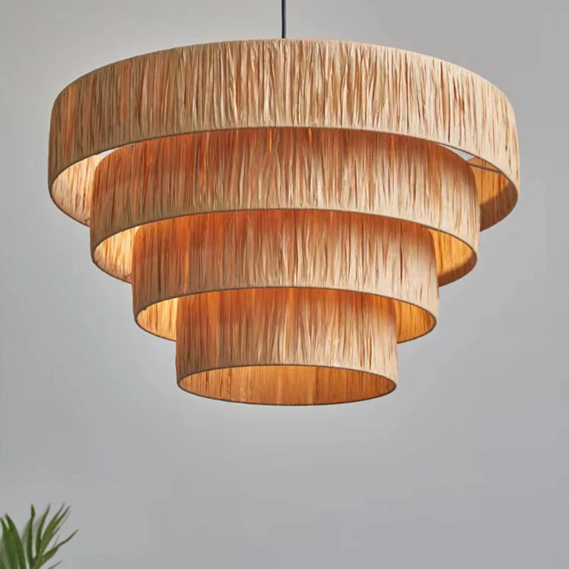 Retro straw chandelier art rattan art Japanese hand-woven decorative chandelier 
Retro straw chandelier art rattan art Japanese hand-woven decorative chandelier