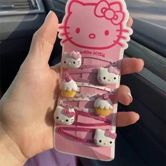 Новинка заколка для волос Sanrio hello kitty детская с милым бантом боковой зажим