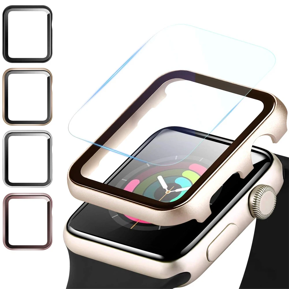 Cover for Apple Watch case 44mm 45mm 41mm 42mm 40mm 38mm Metal Aluminum Frame Bumper Tempered Glass Protector series 6 SE 5 3 7
Cover for Apple Watch case 44mm 45mm 41mm 42mm 40mm 38mm Metal Aluminum Frame Bumper Tempered Glass Protector series 6 SE 5 3 7