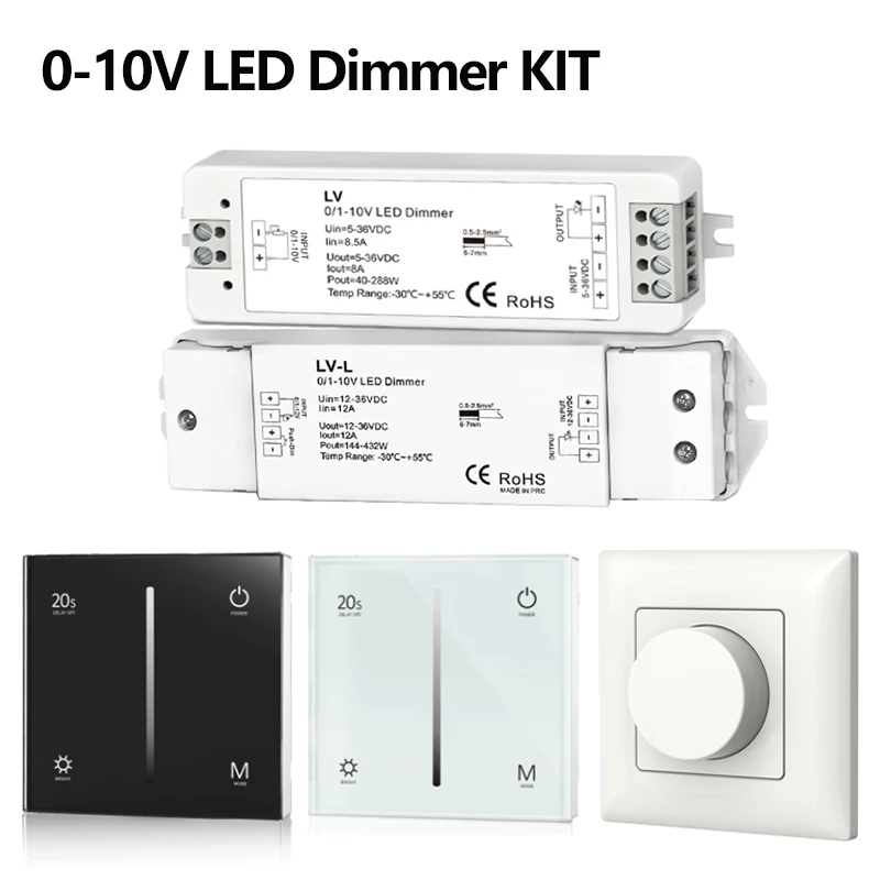 

0/1-10V LED Dimmer Driver Constant Voltage Dimming DC5-36V PWM LED Controller 2.4G RF 4Zone Touch Wall Mount Signal Brightness