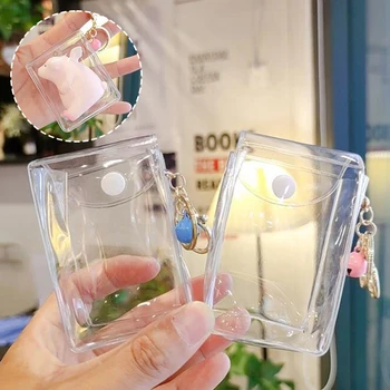 Mini Anime Doll Display Bag Transparent Coin Purse Pendant Square Pouch Organizer Wallet Key Lipstick Earphone Storage Bag