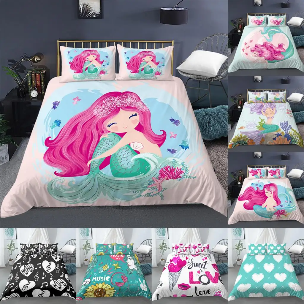 Mermaid Printed Duvet Cover Set Cute Girl's Bedroom Bedding Set 240x220 Queen King Quilt Covers With Pillowcase No Bed Sheet
Mermaid Printed Duvet Cover Set Cute Girl's Bedroom Bedding Set 240x220 Queen King Quilt Covers With Pillowcase No Bed Sheet