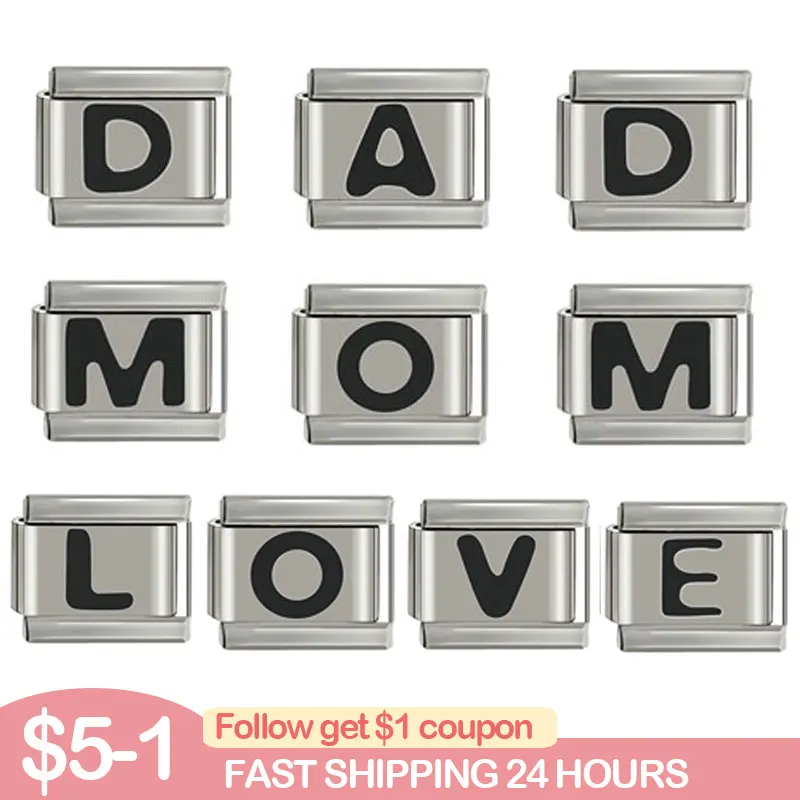 Retro Italian Charm Links Black 26 Letters A-Z DIY Module Bracelet Fit 9mm Stainless Steel Bracelet Jewelry Making Birthday Gift
Retro Italian Charm Links Black 26 Letters A-Z DIY Module Bracelet Fit 9mm Stainless Steel Bracelet Jewelry Making Birthday Gift