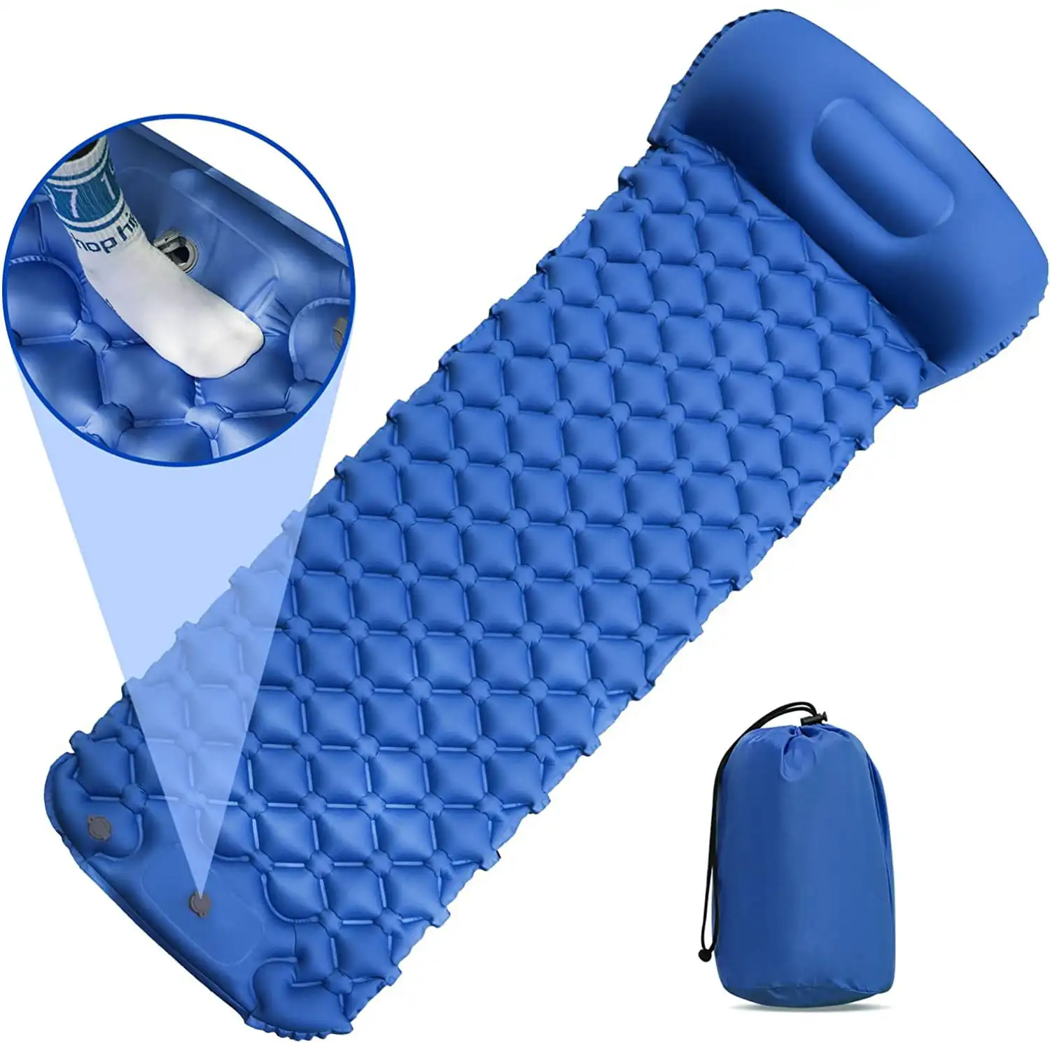 

Self Inflating Sleeping Pad with Pillow Inflatable Camping Mats Foldable Air Mattress for Travel Backpacking Hiking, 76x23inch