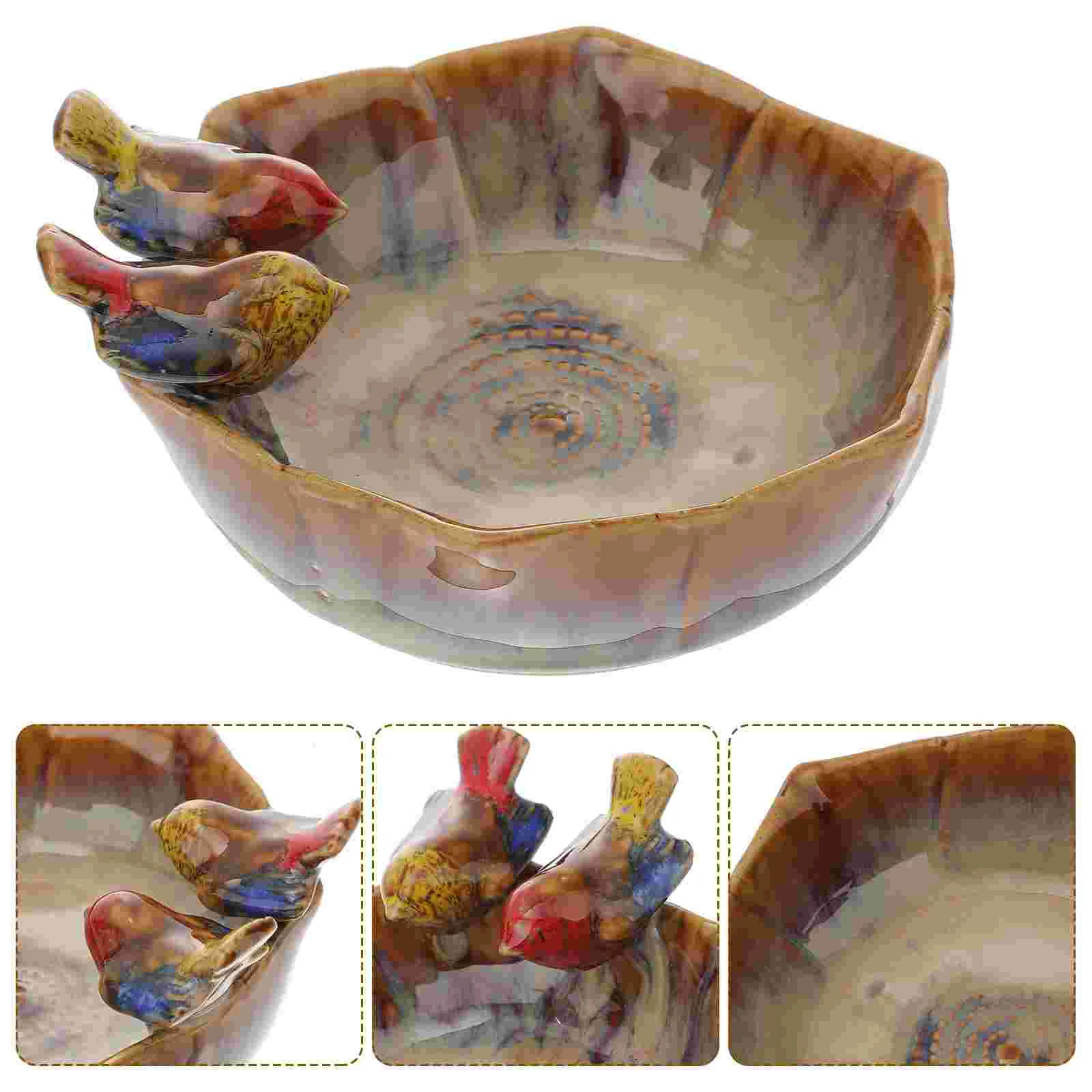 Bird Bowl Feeder Tray Ceramic Bath Garden Servingwater Feeding Plate Snack Fruit Porcelain Wild Holder Plates Appetizer Planter 
Bird Bowl Feeder Tray Ceramic Bath Garden Servingwater Feeding Plate Snack Fruit Porcelain Wild Holder Plates Appetizer Planter
