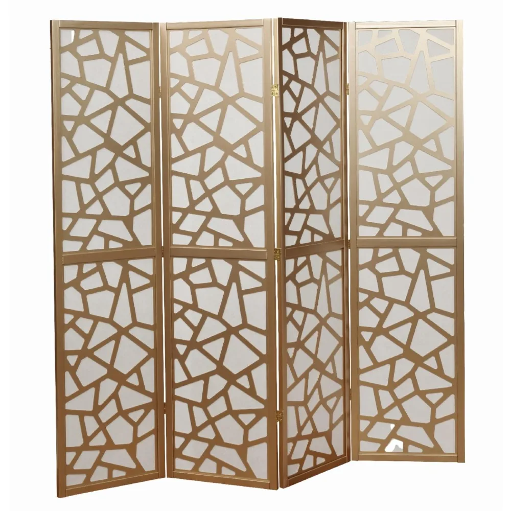 4-Panel Screen Room Divider - Gold Folding Screen Separator Free Shipping Home Decor Garden
4-Panel Screen Room Divider - Gold Folding Screen Separator Free Shipping Home Decor Garden