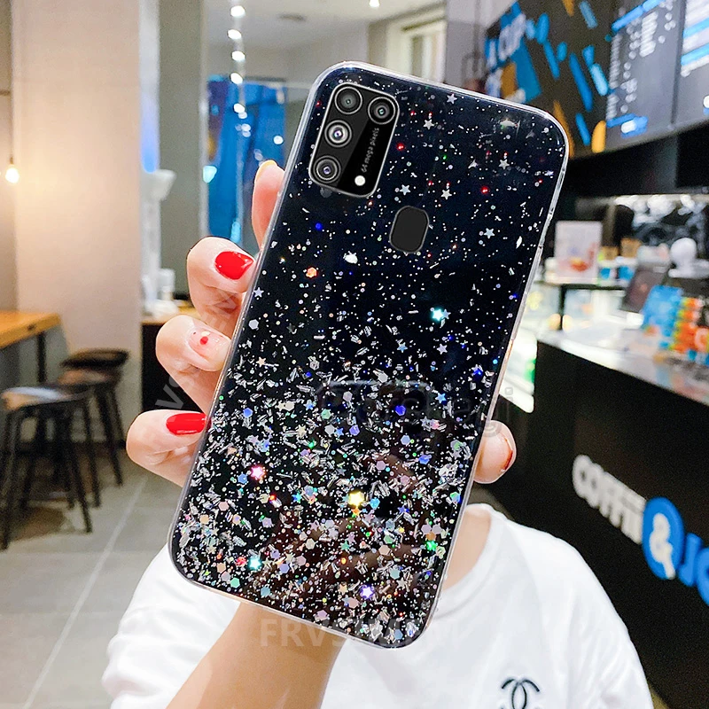 Блестящий бриллиантовый чехол со звездой для Samsung Galaxy M51 S21 S20 FE 5G M21 M31 A32 A31 A41 A51 A71 A11
