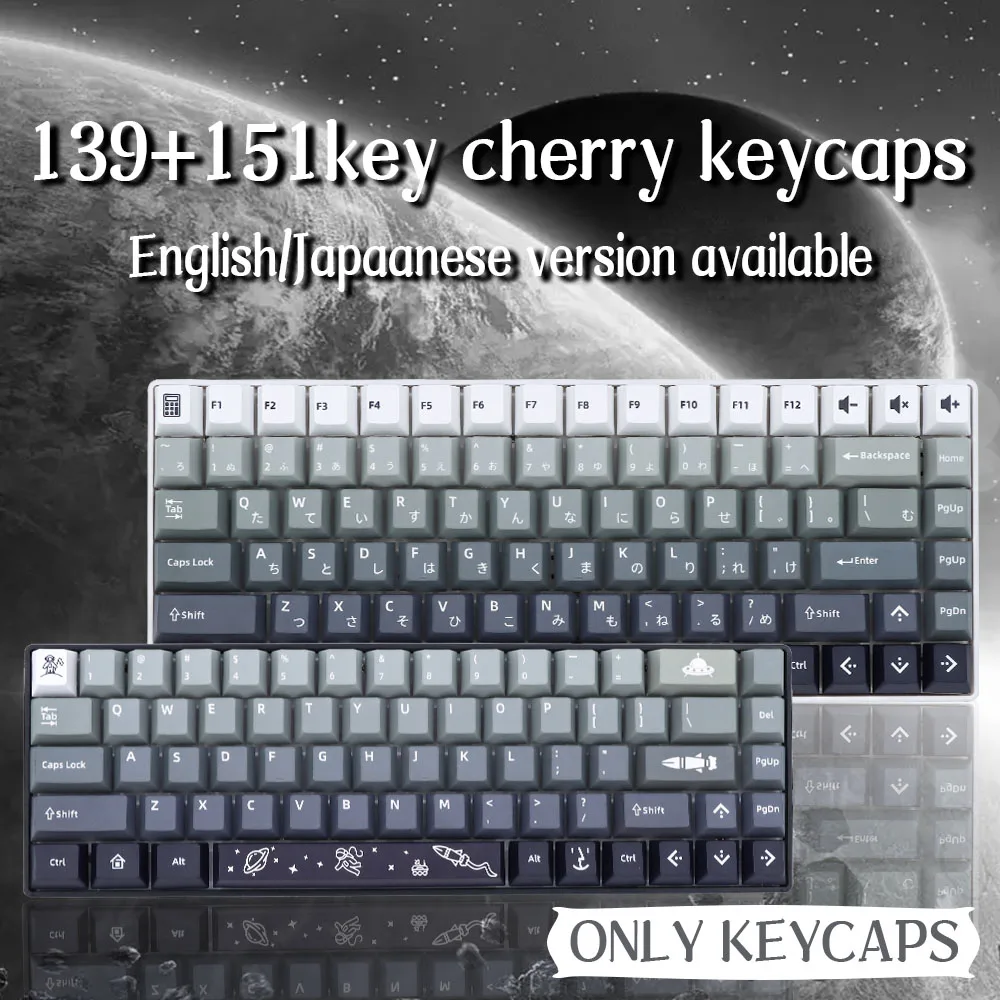 

Black grey Gradient Fog obscuration Shot Polar Keycaps Cherry Profile Key cap PBT For 75 84 87 98 Mechanical keyboard 151key