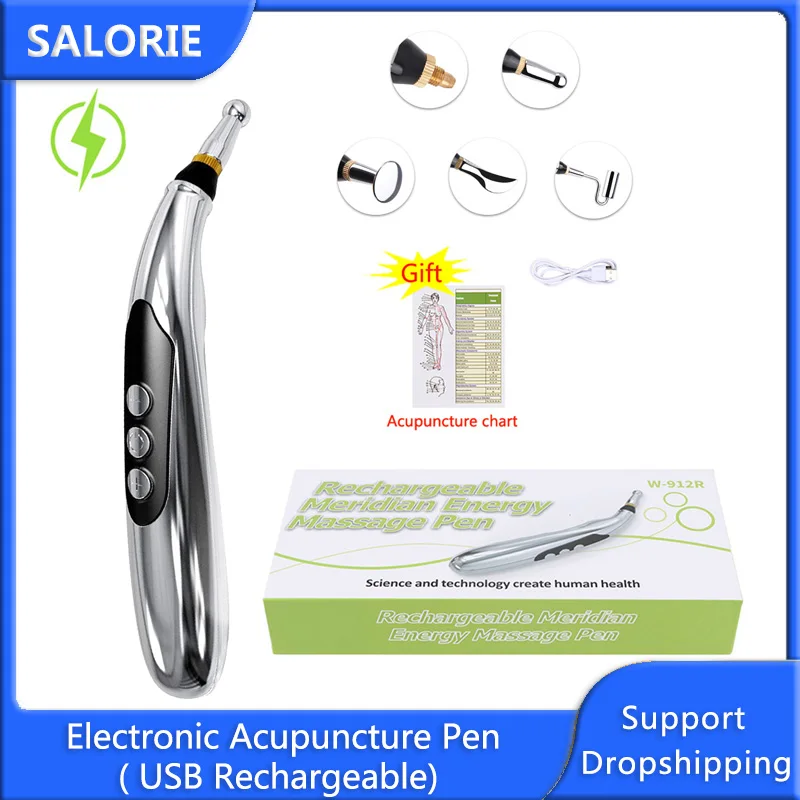 USB Rechargeable Acupuncture Pen 5-Head Massager Pen Laser Heal Meridian Energy Pen Therapy Machine Electric Muscle Stimulator
USB Rechargeable Acupuncture Pen 5-Head Massager Pen Laser Heal Meridian Energy Pen Therapy Machine Electric Muscle Stimulator