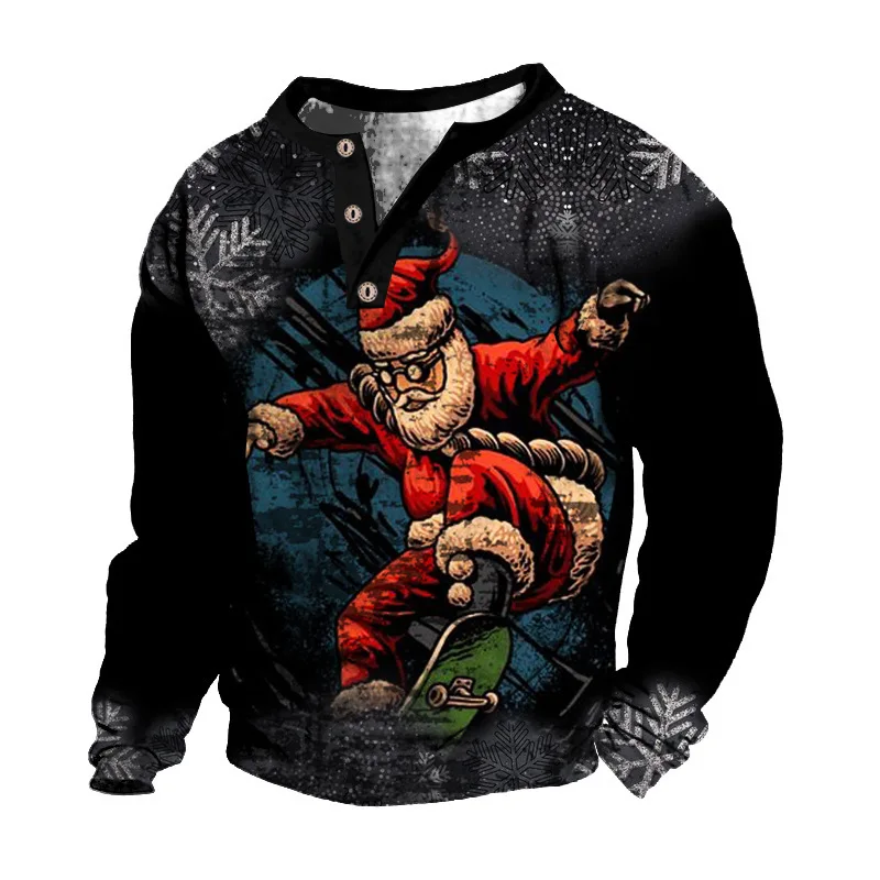 Christmas T-shirt For Men With Button Cotton T Shirt Skiing Santa Claus Graphic Print Long Sleeve Tee Oversized Man Clothing Top
Christmas T-shirt For Men With Button Cotton T Shirt Skiing Santa Claus Graphic Print Long Sleeve Tee Oversized Man Clothing Top