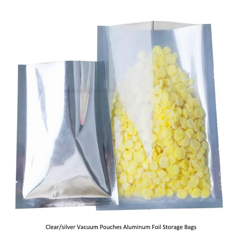 

Прозрачные/Серебристые вакуумные мешочки размером 15, 7-100 шт., пакеты для хранения из алюминиевой фольги, открывающиеся сверху, термоизолируемые, розничная торговля упаковками для пищевых продуктов
